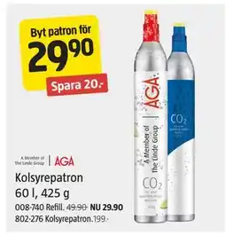 Jula Kolsyrepatron 60 l, 425 g erbjuda