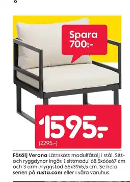 Rusta Fåtölj Verona erbjuda