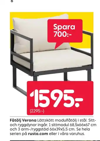 Rusta Fåtölj Verona erbjuda