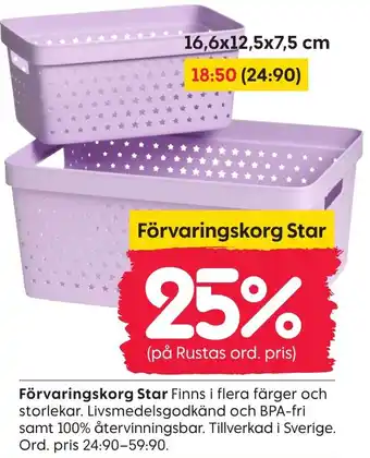 Rusta Förvaringskorg Star erbjuda