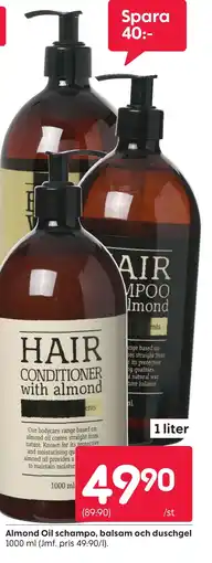 Rusta Almond Oil schampo, balsam och duschgel erbjuda
