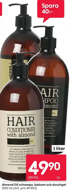Rusta Almond Oil schampo, balsam och duschgel erbjuda