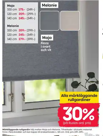 Rusta Mörkläggande rullgardin erbjuda