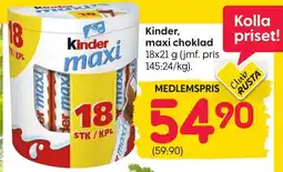Rusta Kinder, maxi choklad erbjuda