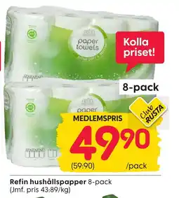 Rusta Refin hushållspapper erbjuda