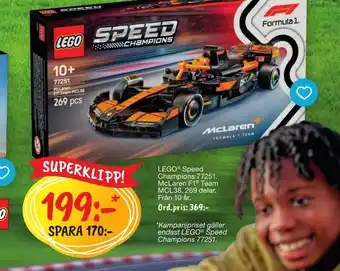 Leklust LEGO® Speed Champions 77251. McLaren F1® Team MCL38. 269 delar. Från 10 år. erbjuda