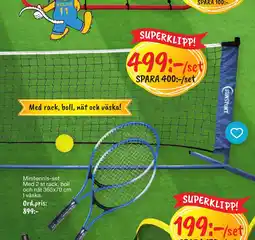 Leklust Minitennis-set. Med 2 st rack, boll och nät erbjuda