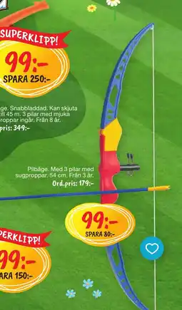 Leklust Pilbåge. Med 3 pilar med erbjuda