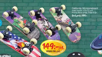 Leklust California. Miniskateboard med motiv. erbjuda