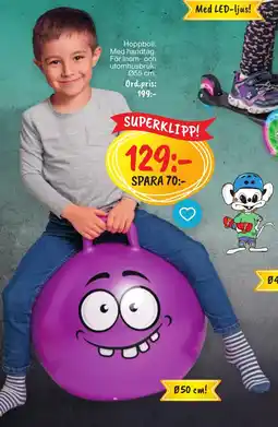 Leklust Hoppboll. Med handtag. För inom- och utomhusbruk. erbjuda