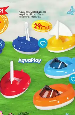 Leklust AquaPlay. Motorbåt eller segelbåt. 11 cm. Finns flera olika. Från 3 år. erbjuda