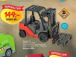 Leklust Speedcar. Gaffeltruck med erbjuda