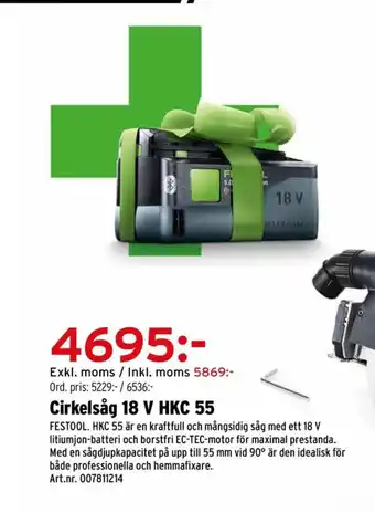 Optimera Cirkelsåg 18 V HKC 55 erbjuda