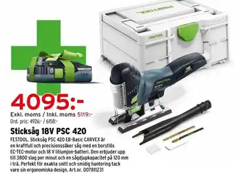 Optimera Sticksåg 18V PSC 420 erbjuda