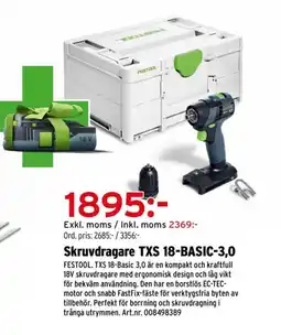 Optimera Skruvdragare TXS 18-BASIC-3,0 erbjuda