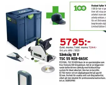 Optimera Sänksåg 18 V TSC 55 KEB-BASIC erbjuda