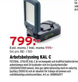 Optimera Arbetsbelysning KAL C erbjuda