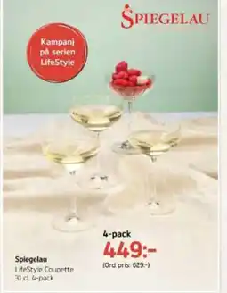 Önska Spiegelau LifeStyle Coupette 31 cl. 4-pack erbjuda
