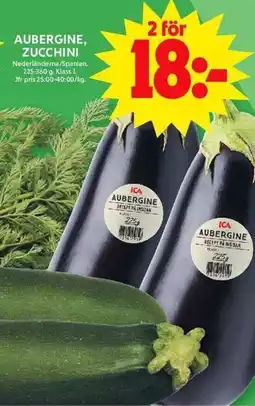 ICA Maxi Aubergine, zucchini erbjuda