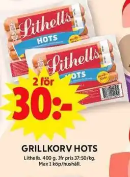 ICA Maxi LITHELLS Grillkorv hots erbjuda