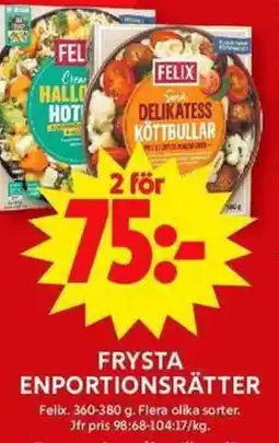 ICA Maxi FELIX Frysta enportionsrätter erbjuda