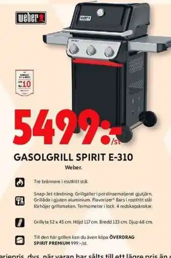 ICA Maxi Gasolgrill spirit e-310 erbjuda