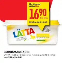 Willys LÄTTA Bordsmargarin erbjuda