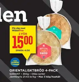 Willys GARANT Orientalisktbröd 4-pack erbjuda