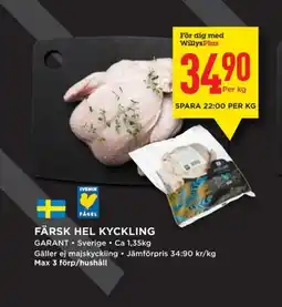 Willys GARANT Färsk hel kyckling erbjuda
