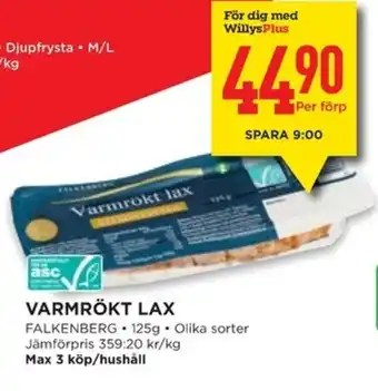 Willys FALKENBERG Varmrökt lax erbjuda