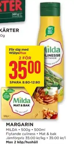 Willys MILDA Margarin erbjuda
