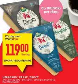 Willys ARLA Herrgård, präst, grevé erbjuda