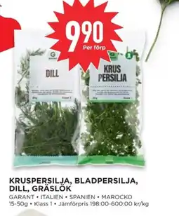Willys GARANT Kruspersilja, bladpersilja, dill, gräslök erbjuda