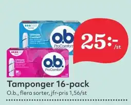 Hemköp O.B. Tamponger 16-pack erbjuda