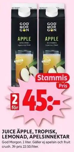 ICA Kvantum ARLA Juice äpple, tropisk, lemonad, apelsinnektar erbjuda