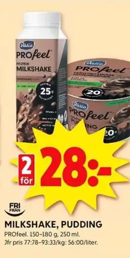 ICA Kvantum Milkshake, pudding erbjuda
