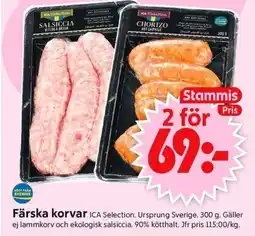 ICA Supermarket ICA Färska korvar erbjuda