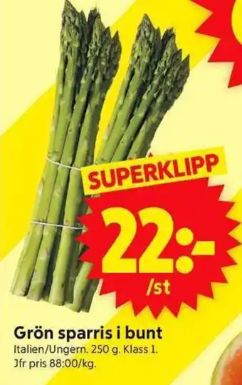 ICA Supermarket Grön sparris i bunt erbjuda