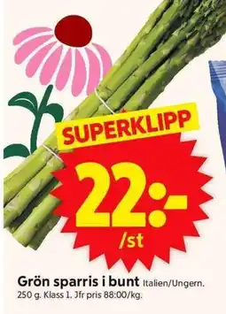 ICA Supermarket Grön sparris i bunt erbjuda