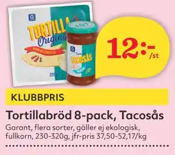 Östenssons GARANT Tortillabröd 8-pack, tacosås erbjuda