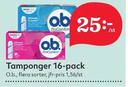 Östenssons O.B. Tamponger 16-pack erbjuda