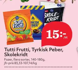 Östenssons FAZER Tutti frutti, tyrkisk peber, skolekridt erbjuda