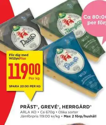 Willys PRÄST , GREVÉ , HERRGÅRD erbjuda