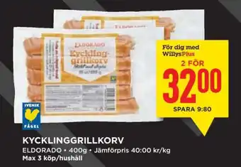 Willys Kycklinggrillkorv erbjuda