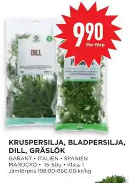 Willys KRUSPERSILJA, BLADPERSILJA, DILL, GRÄSLÖK erbjuda