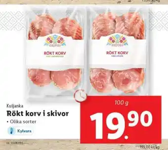Lidl Kuljanka Rökt korv i skivor erbjuda