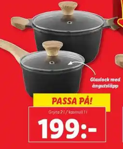 Lidl Gryta 2l / kastrull 1l erbjuda