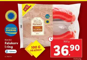 Lidl MATRIKET Falukorv i ring erbjuda