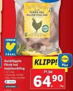 Lidl Guldfågeln färsk hel majskyckling erbjuda