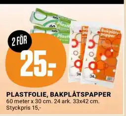 ÖoB PLASTFOLIE & BAKPLÅTSPAPPER erbjuda